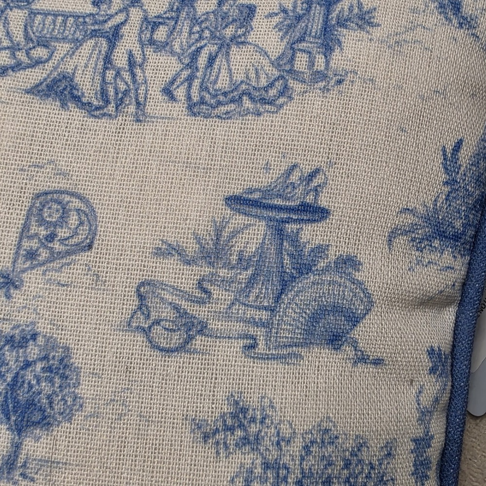 Bridgerton Toile Throw Pillow Blue White Garden Tassel Cushion 10" x 10" Dating - Picture 7 of 16